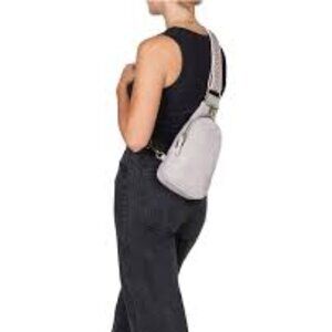 Liberty Sling Bag by Anthropology gray Zipper styling vegan 12"H, 5"W, 3"D